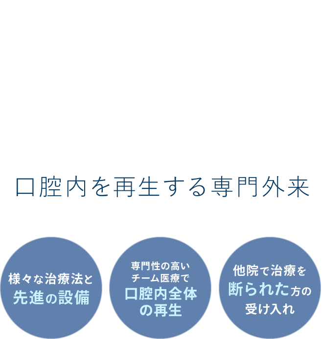 名古屋・栄の歯を失った方や歯がボロボロの方の口腔内を再生する専門外来