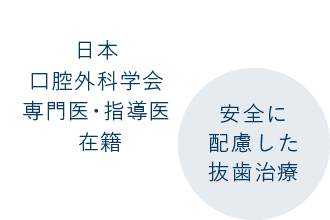 「日本口腔外科学会専門医・指導医 在籍」「安全に配慮した抜歯治療」
